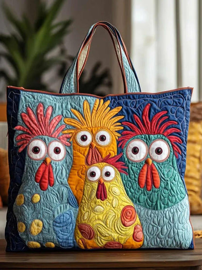 Five Little Chicks  Quilted Tote Bag