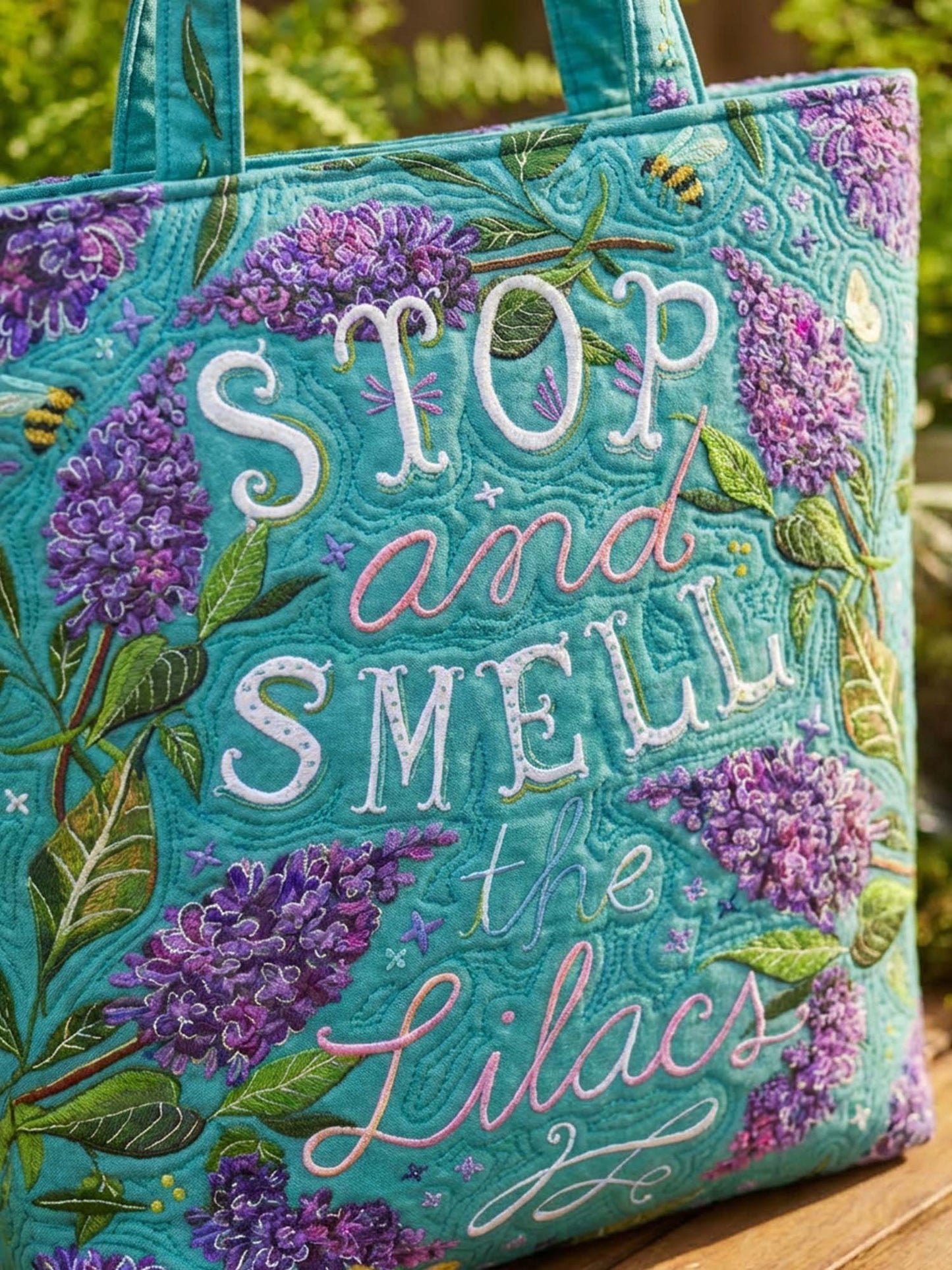 Stop And Smell Nature Quilted Tote Bag