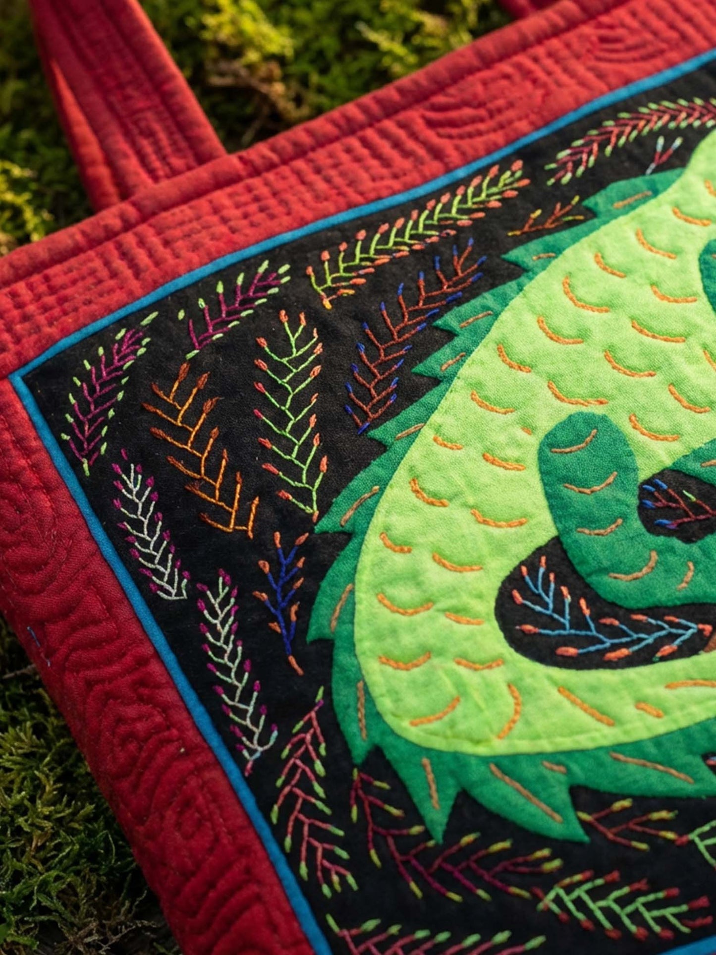 Leaves And Chameleons Quilted Tote Bag