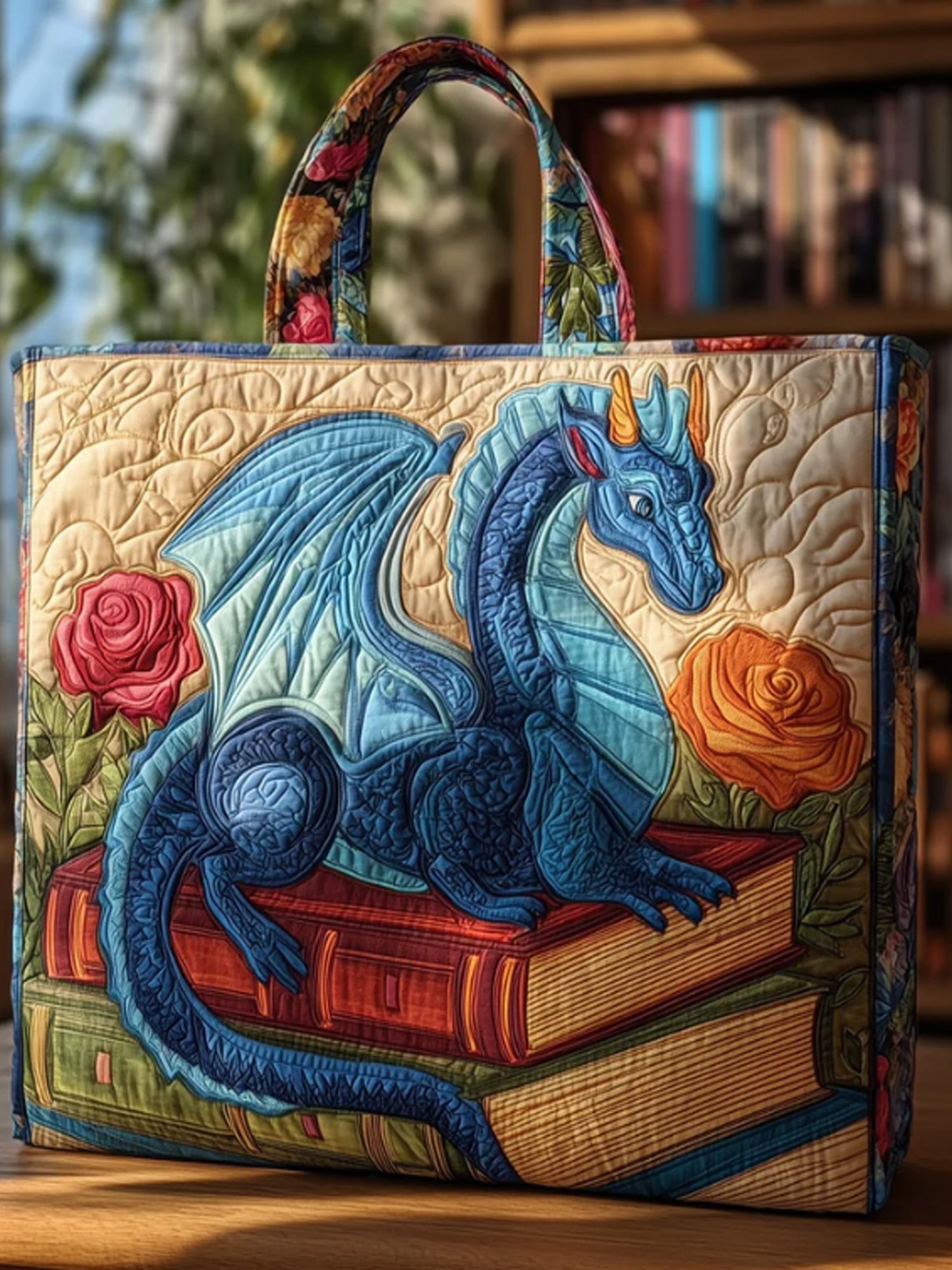 Gragon  Animal   Print  Quilted Tote Bag