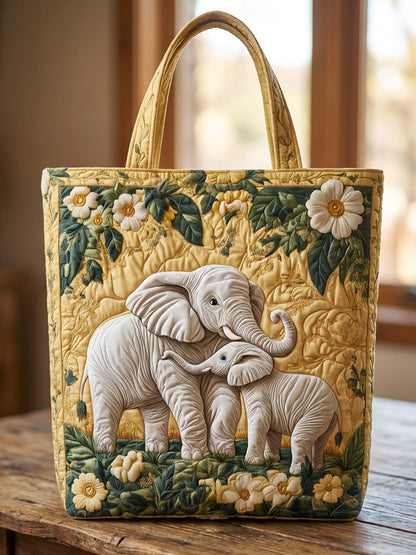 Elephant Mother'S Day Quilted Tote Bag