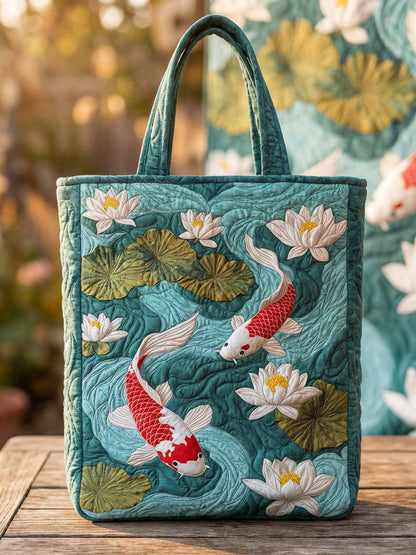 Ukiyo-E Koi Quilted Tote Bag