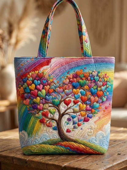 Valentine's Day Love Tree Quilted Tote Bag