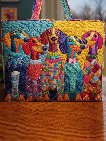 Long Pup Quilted Tote Bag