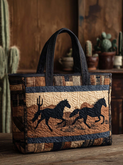 West Horse Quilted Tote Bag