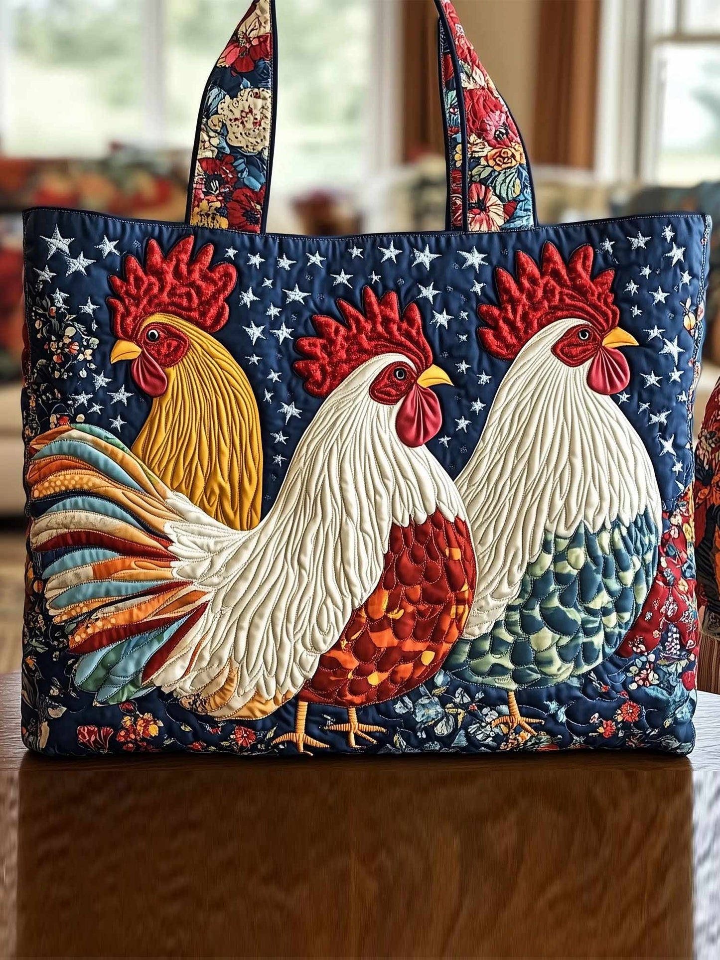 Rooster Quilted Tote Bag