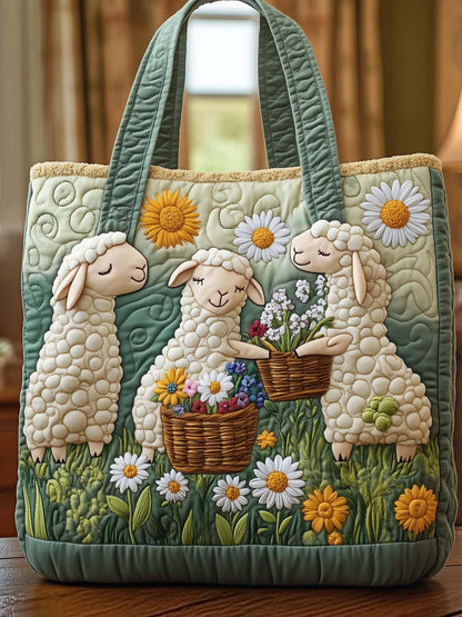 Garden Sheep Quilted Tote Bag