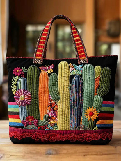 Sunset Cactus  Quilted Tote Bag