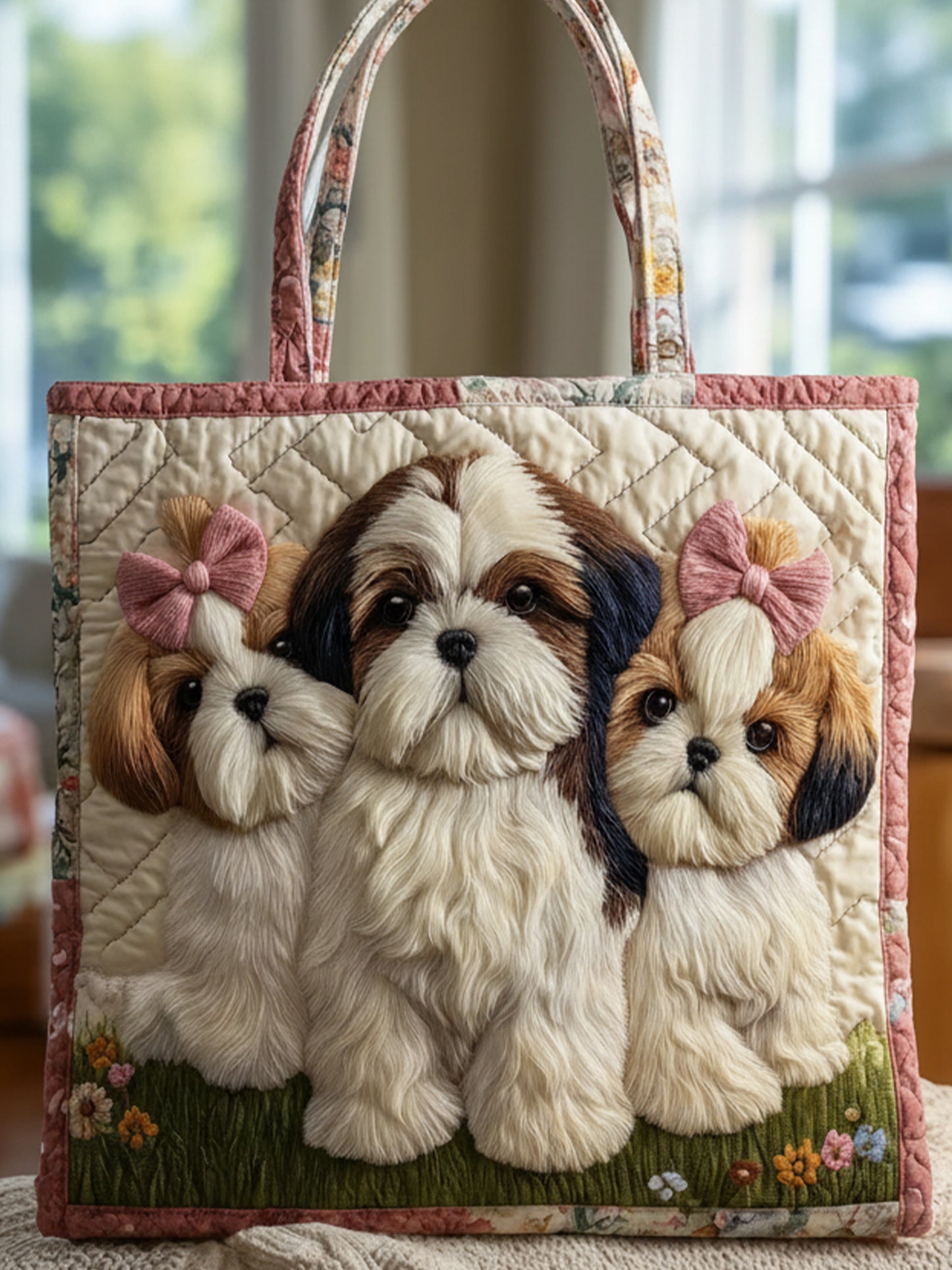 Shih Tzu Joy Quilted Tote Bag