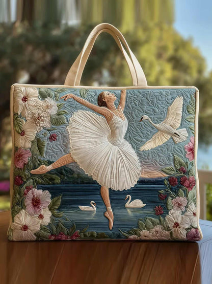 Ballet Goddess and Swan Series Quilted Tote Bag