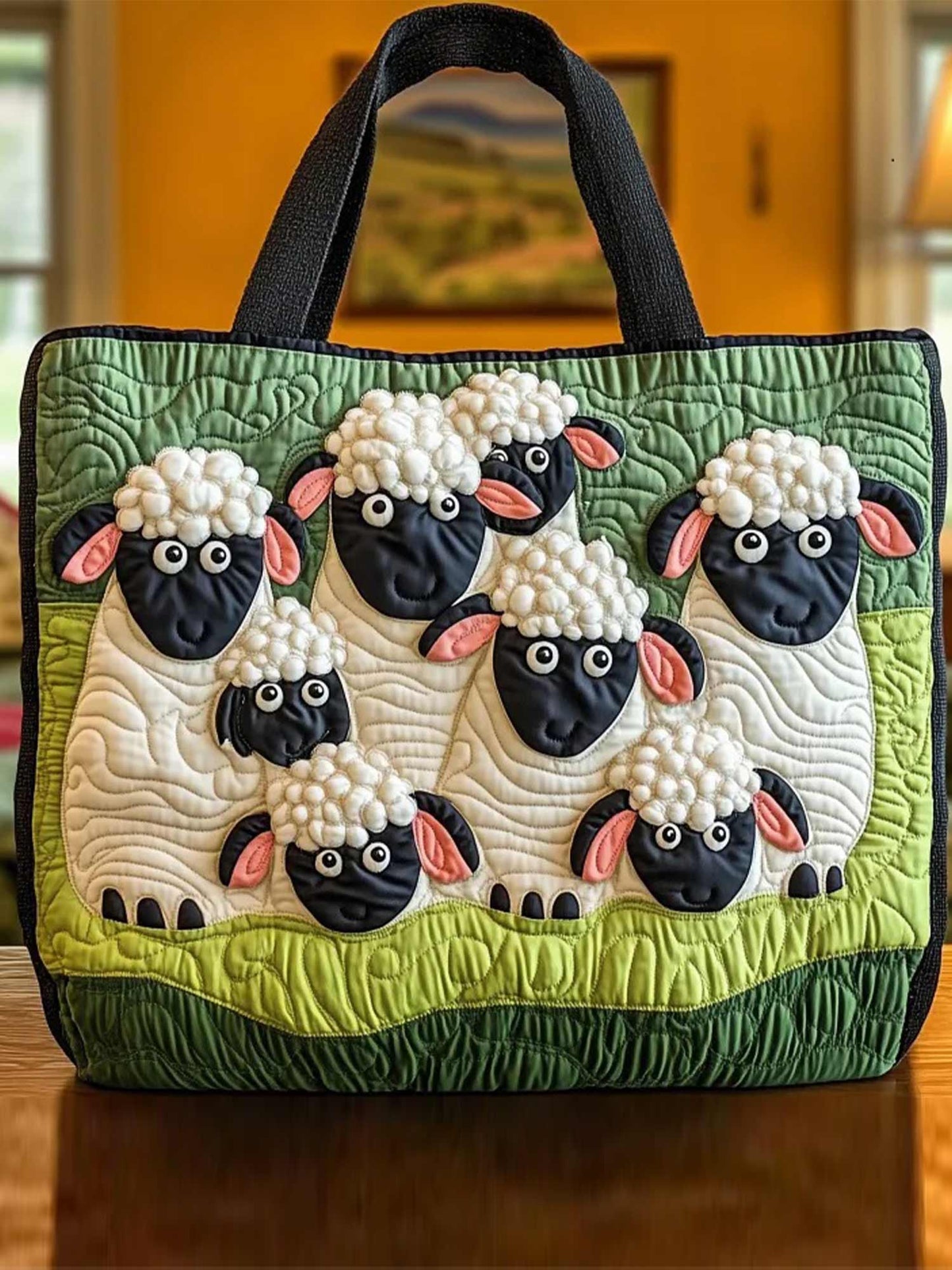 Sheep Serenity Quilted Tote Bag