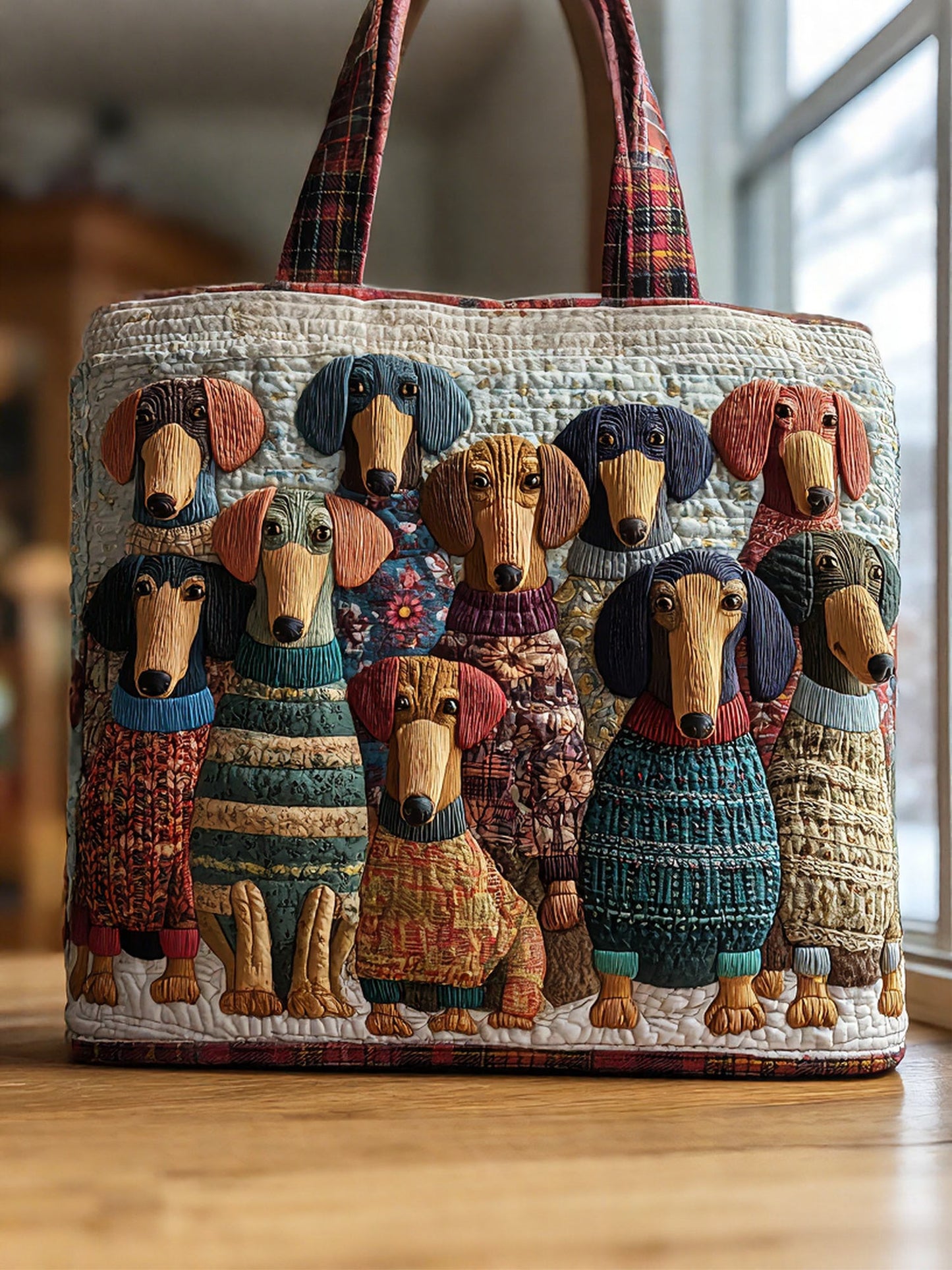 Adorable Dachshund  Quilted Tote Bag