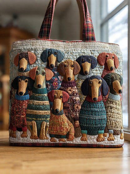 Adorable Dachshund  Quilted Tote Bag