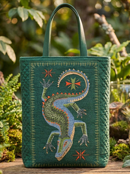 Vintage Crocodiles Quilted Tote Bag