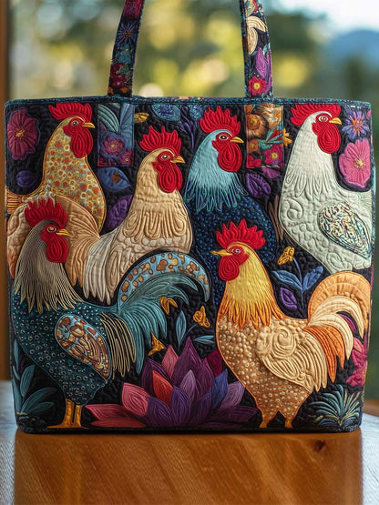 Rooster Quilted Tote Bag
