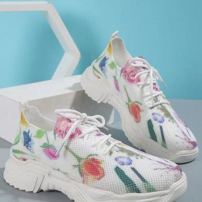 🔥Last Day 60% OFF — Floral Print Lace-up Breathable Orthopedic Sneakers