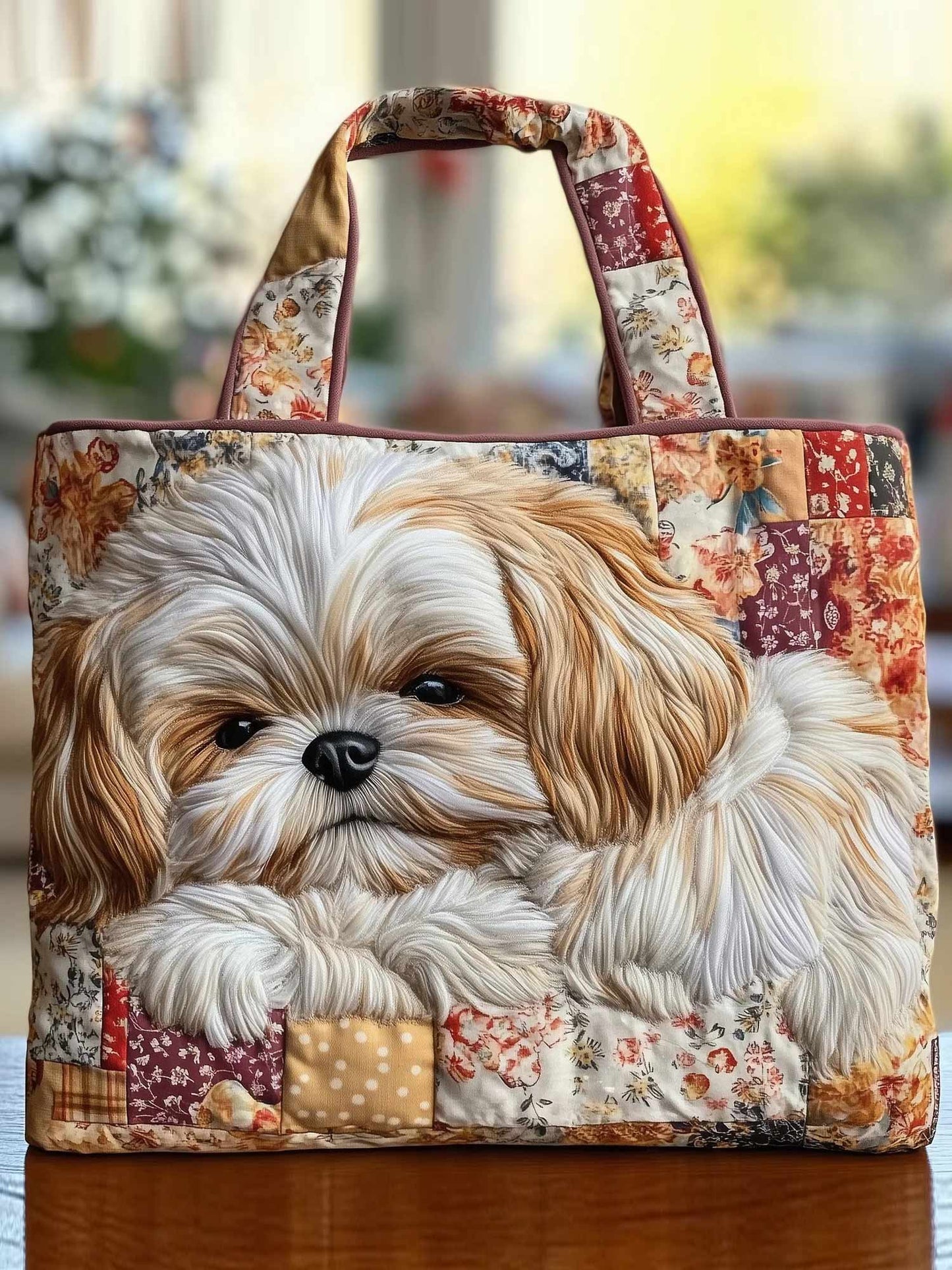 Adorable Shih Tzu Quilted Tote Bag