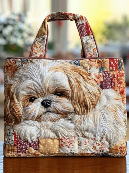 Adorable Shih Tzu Quilted Tote Bag