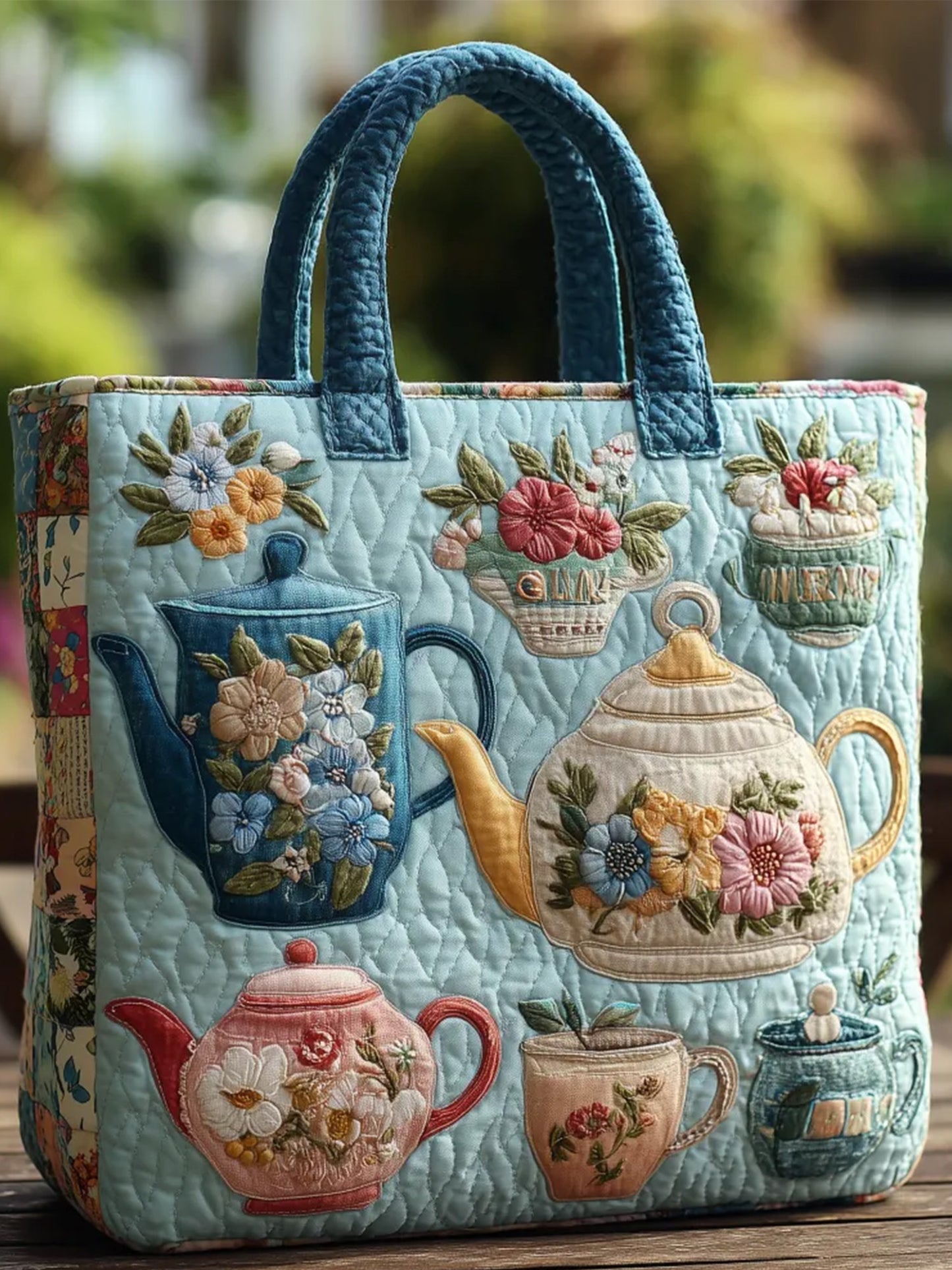 Christmas   teapot     Quilted Tote Bag