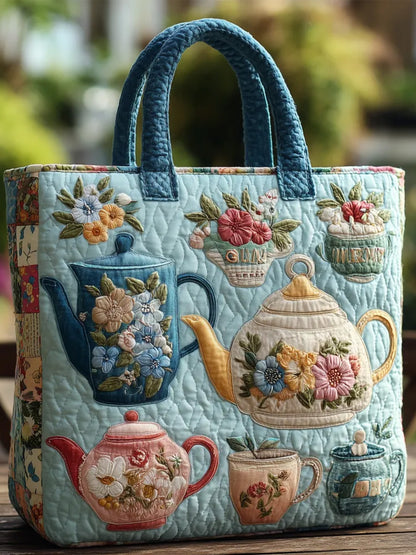 Christmas   teapot     Quilted Tote Bag