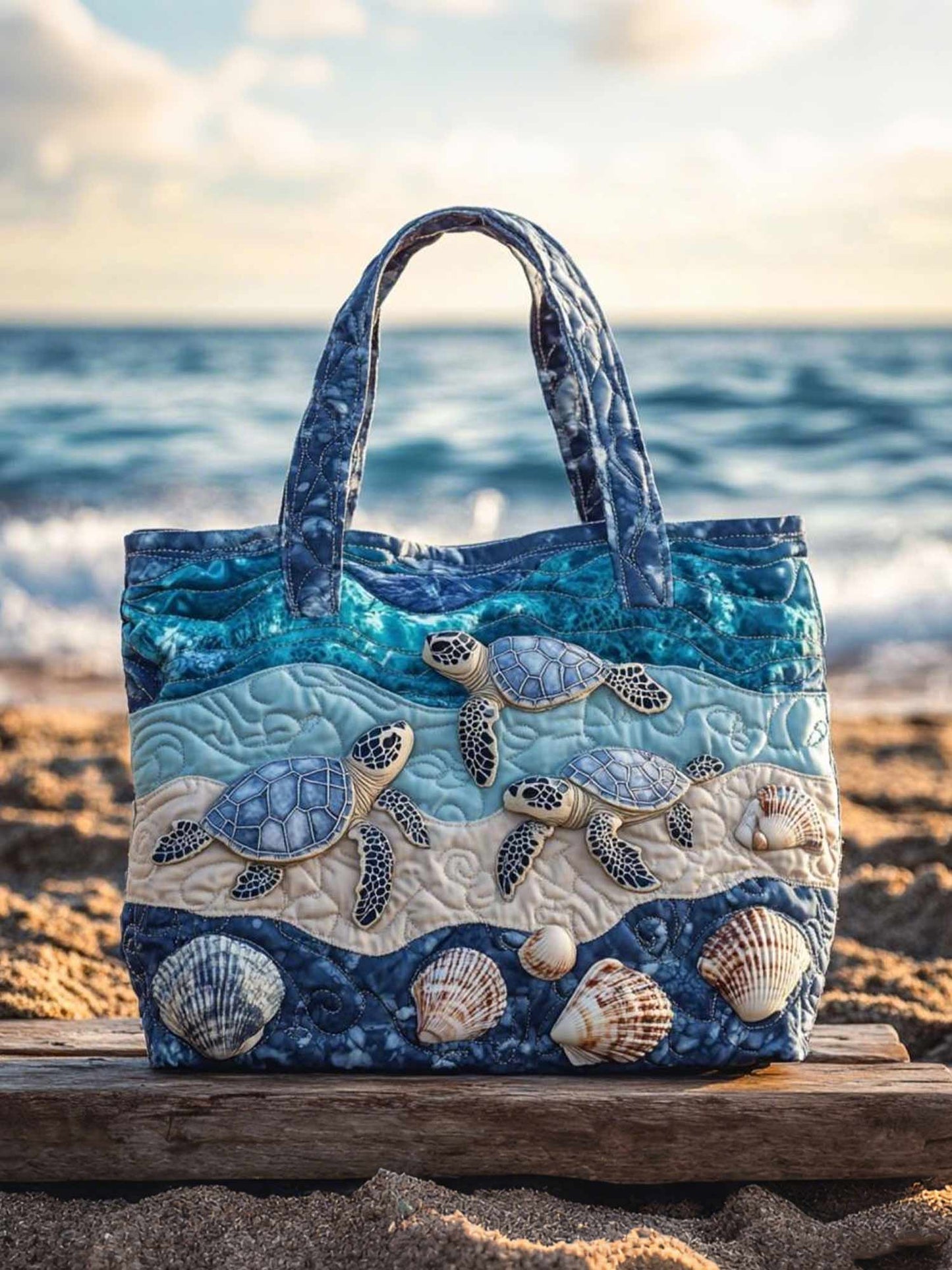 Shell Journey Quilted Tote Bag