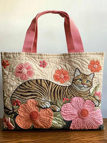 Flora Cat Quilted Tote Bag