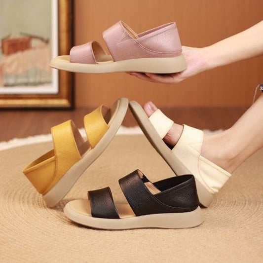 Wearscomfy New Thick Sole Women's Stylish Genuine Leather Sandals