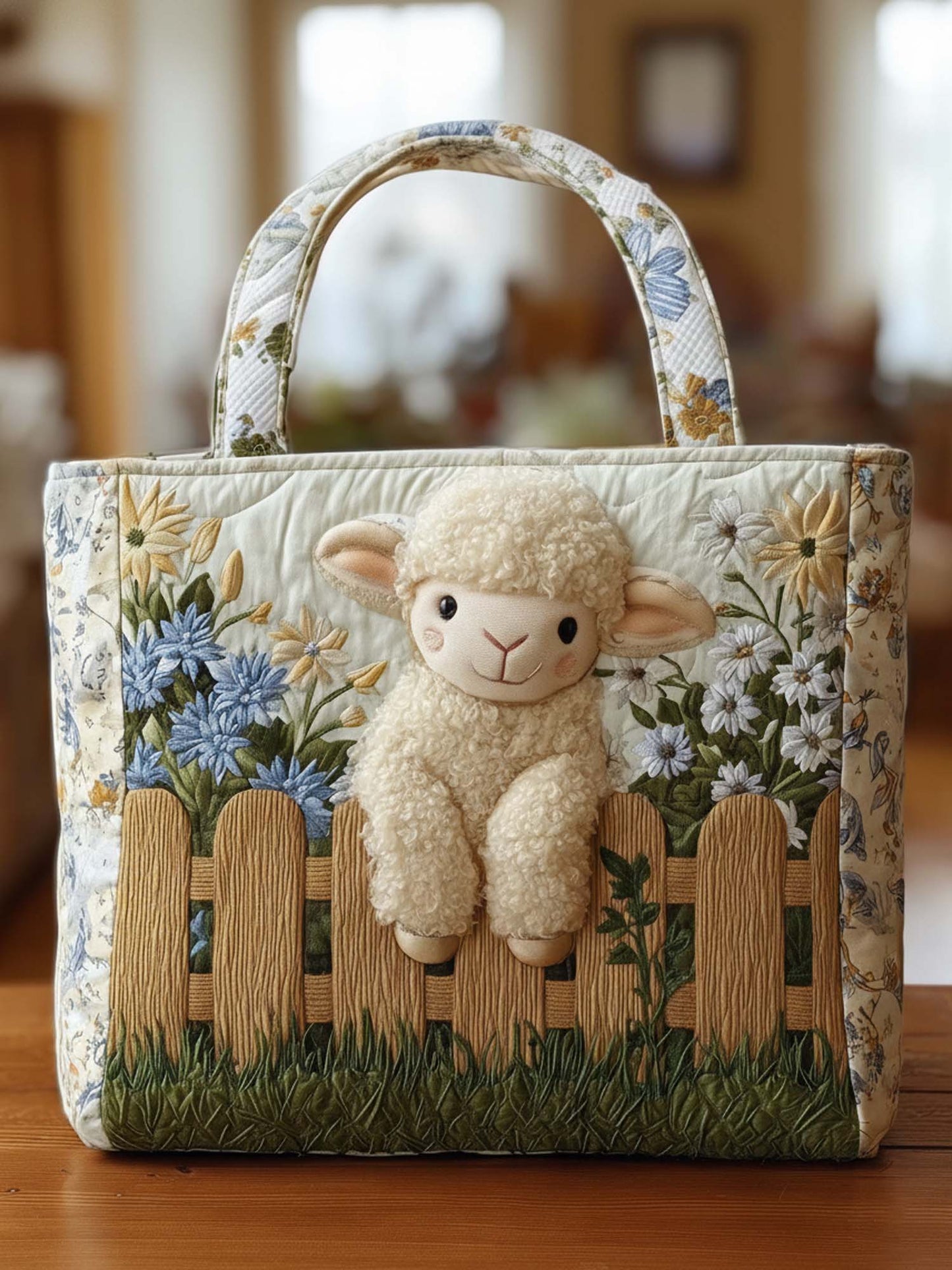 Farm Sheep Quilted Tote Bag