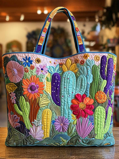 Cactus Quilted Tote Bag