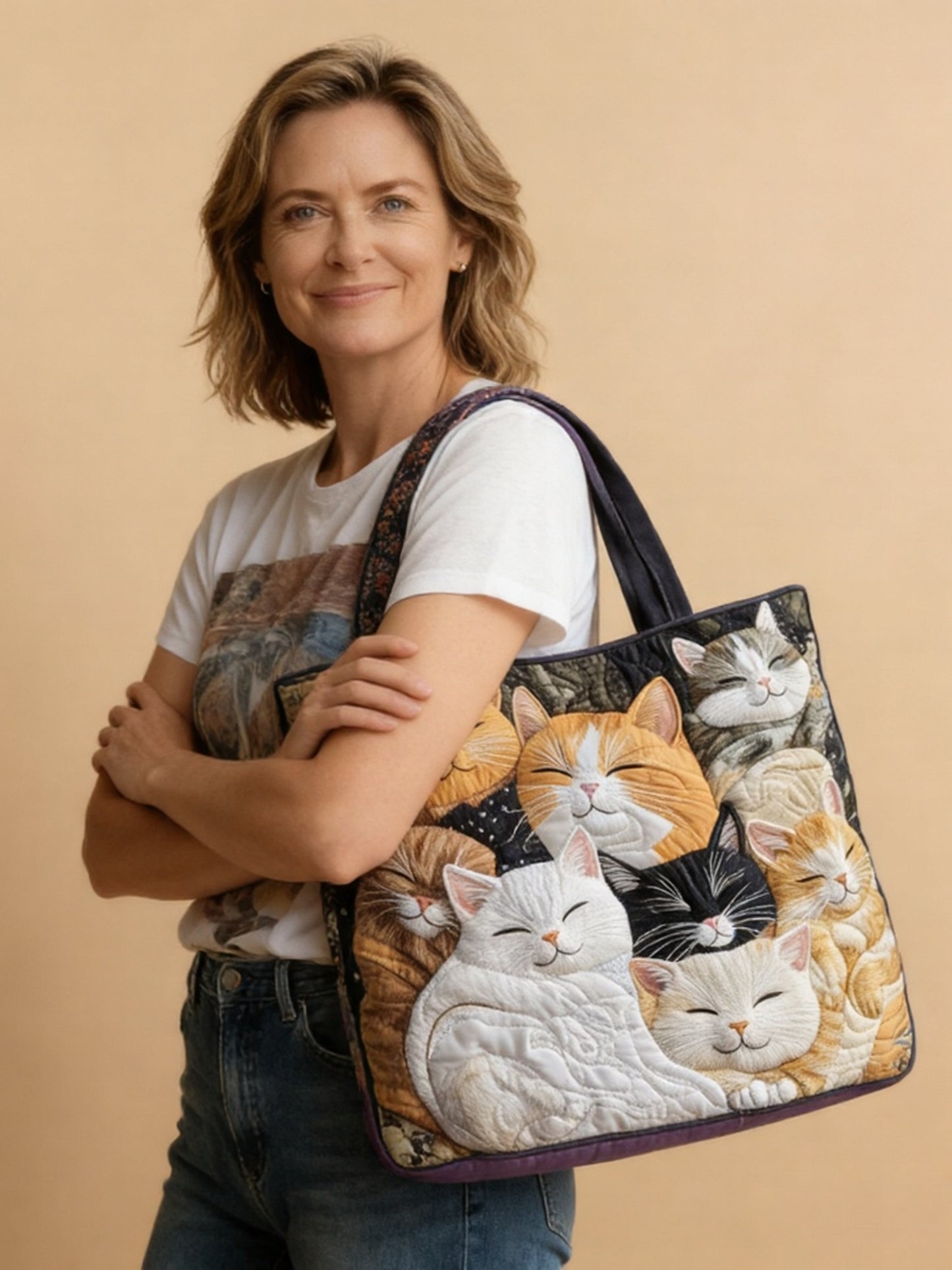 Cat  Quilted Tote Bag