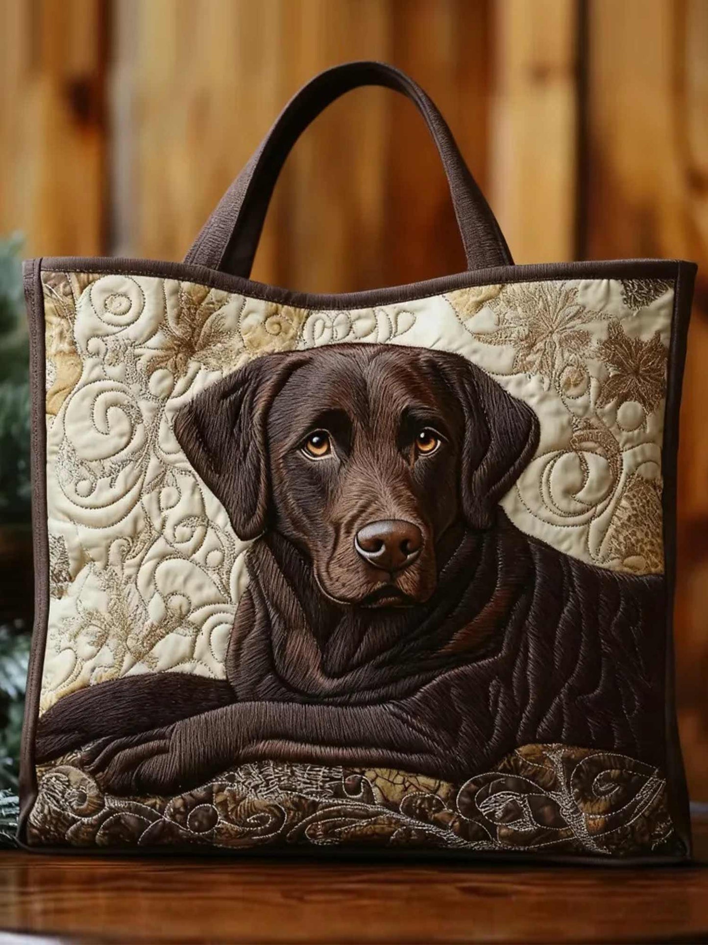 Comfortable Labrador  Quilted Tote Bag