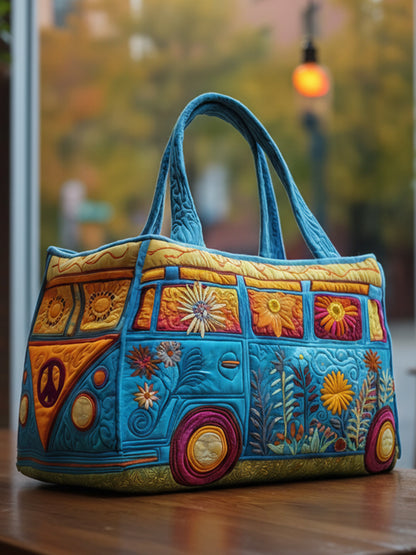 Hippie Van Quilted Tote Bag