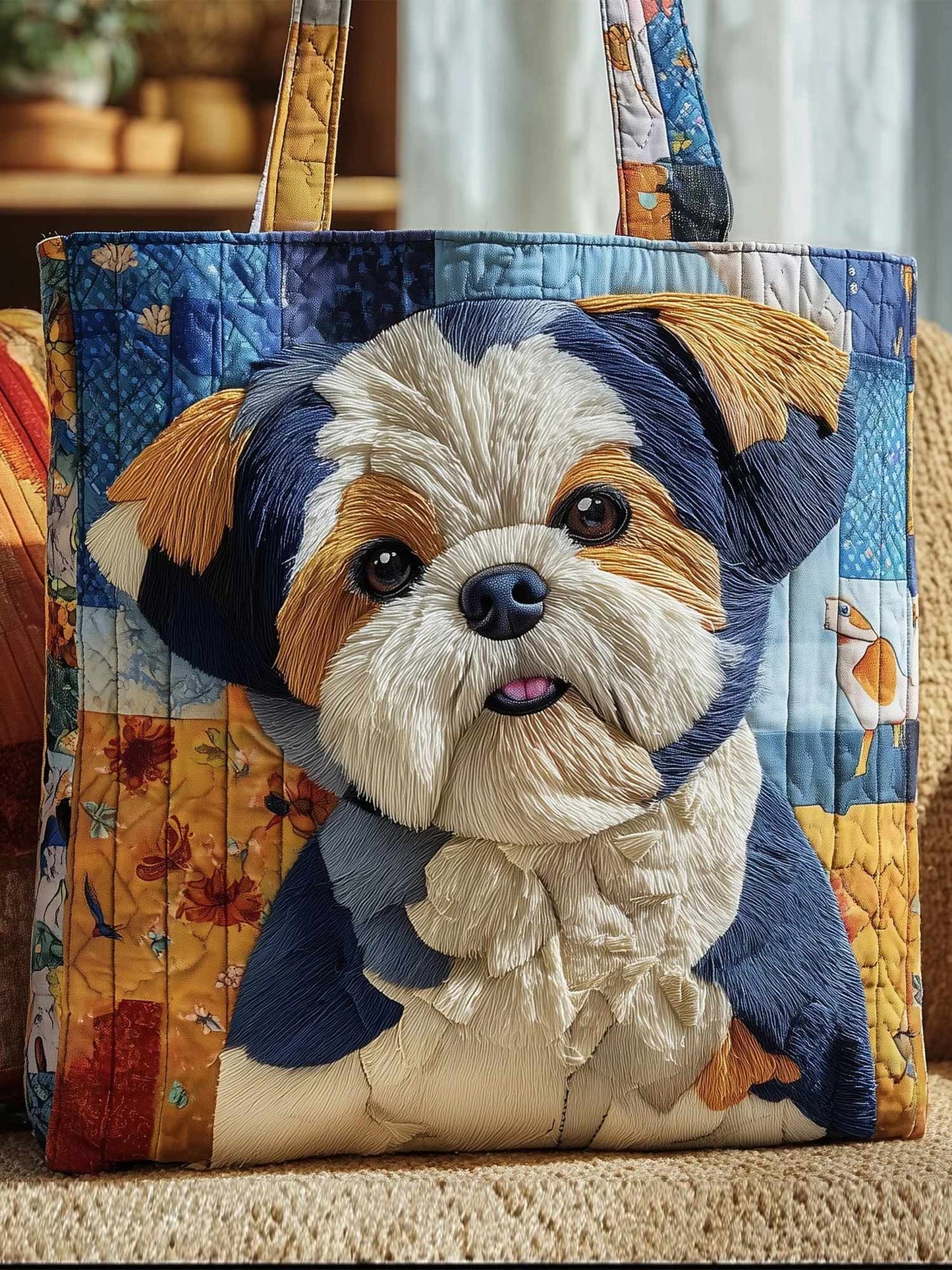 Adorable Shih Tzu Quilted Tote Bag