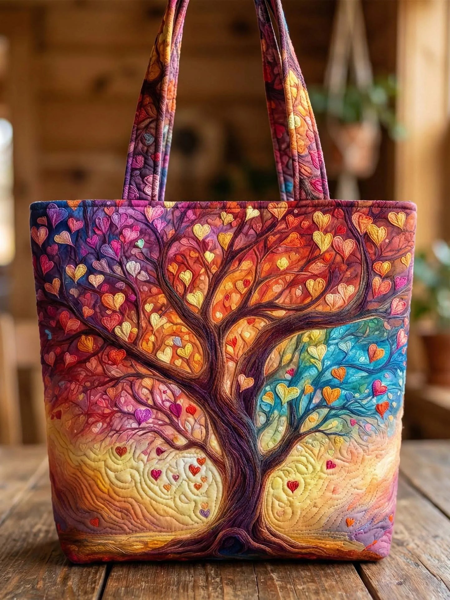 Valentine's Day Love Tree Quilted Tote Bag
