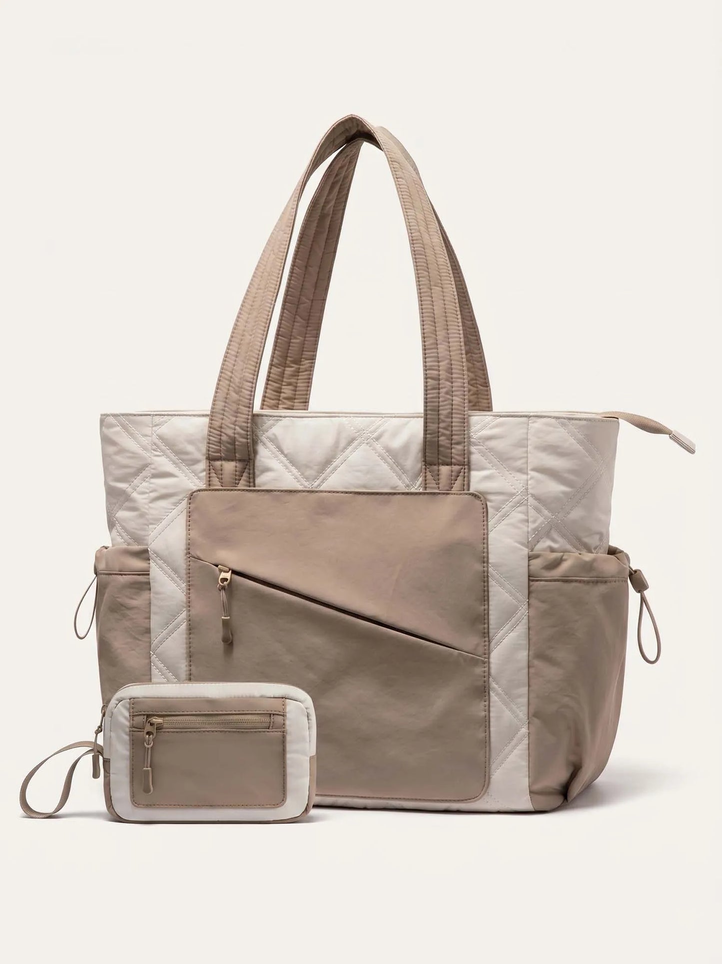 2Pcs Quilted Puffer Tote Bag