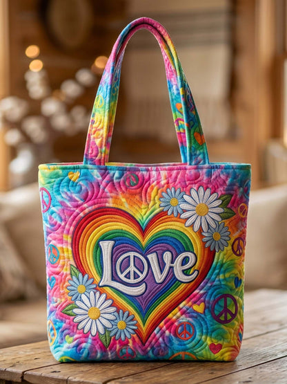 Hippie Love Quilted Tote Bag