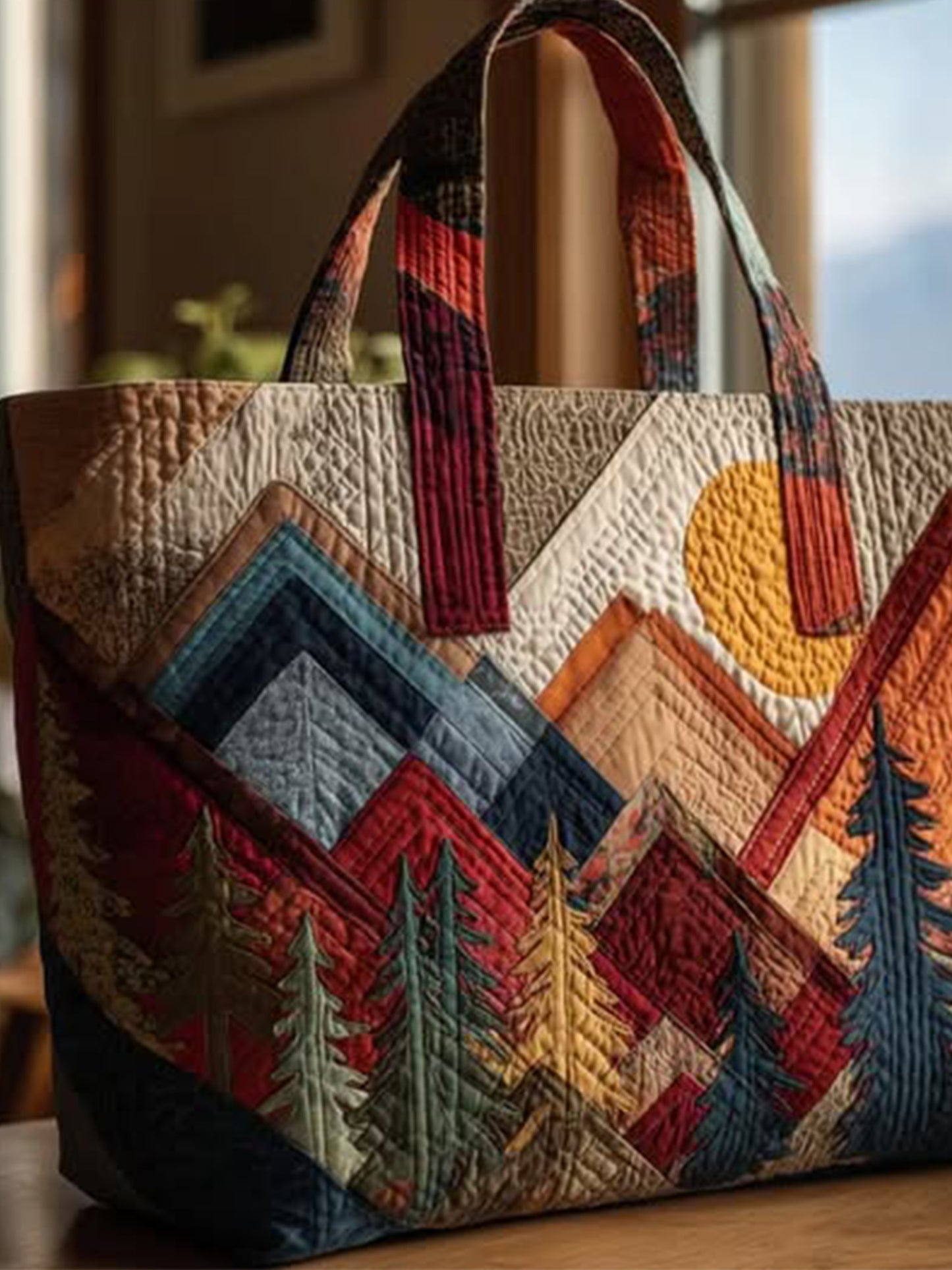 Christmas Landscape Print  Quilted Tote Gag