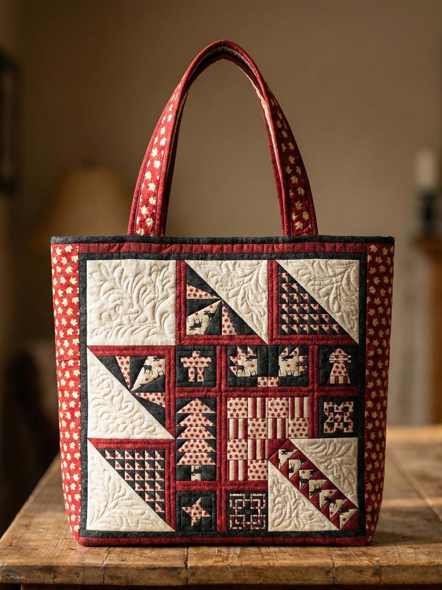 Canadian Maple Leaf Quilted Tote Bag