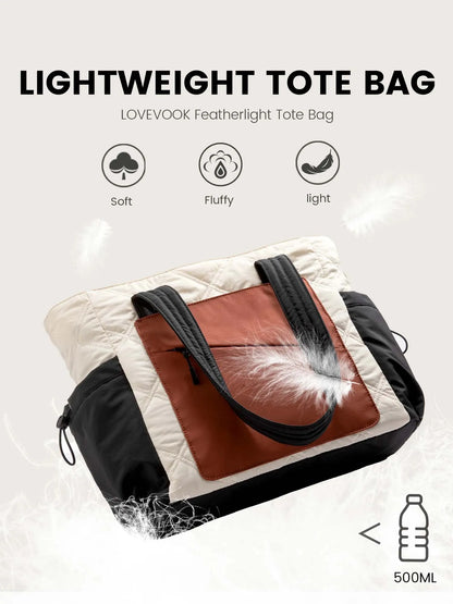 2Pcs Quilted Puffer Tote Bag