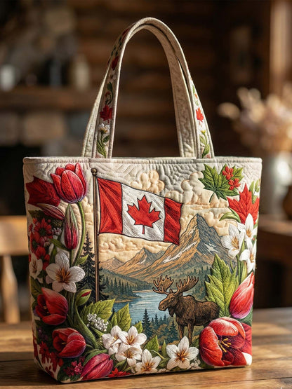 Canadian Maple Leaf Quilted Tote Bag