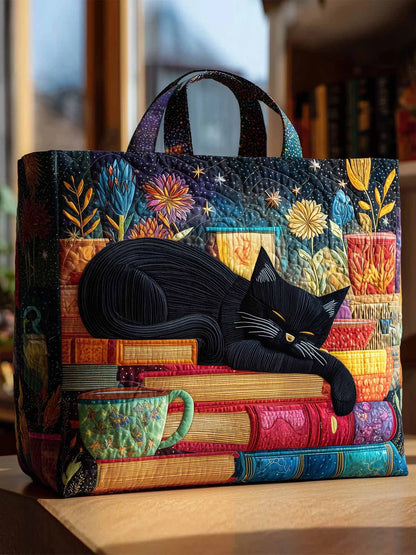 Sleeping Cat  Quilted Tote Bag