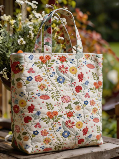 Floral pattern quilted handbag