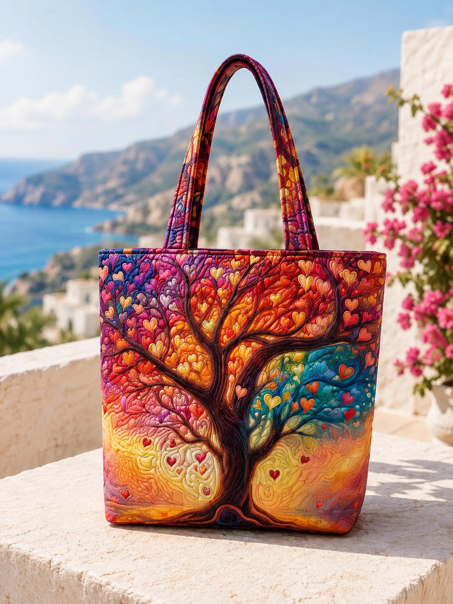 Valentine's Day Love Tree Quilted Tote Bag