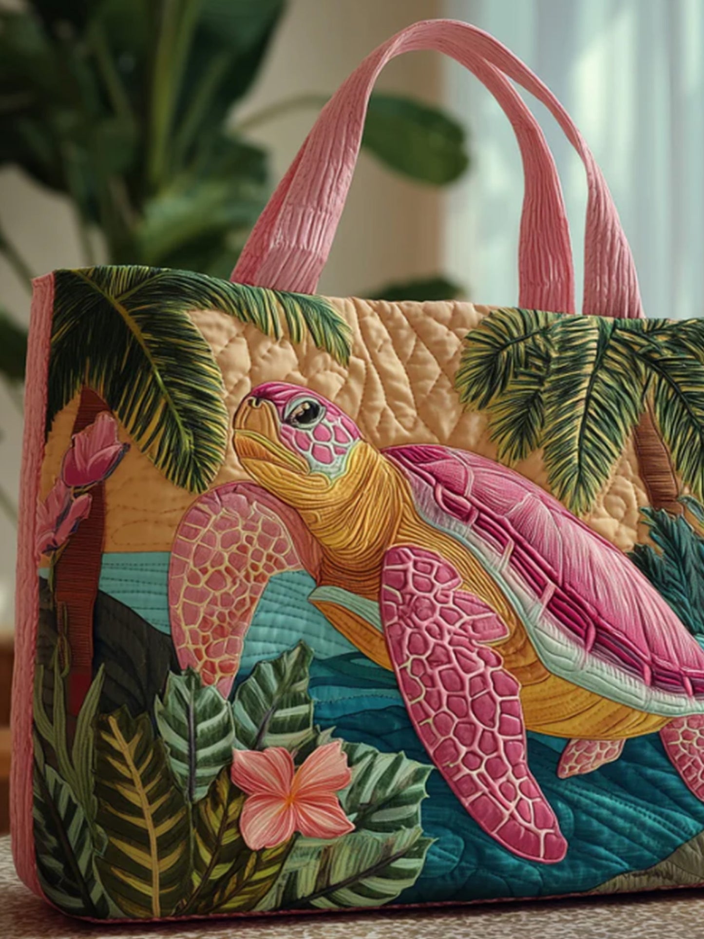 Animal   Sea turtle  Print  Quilted Tote Gag