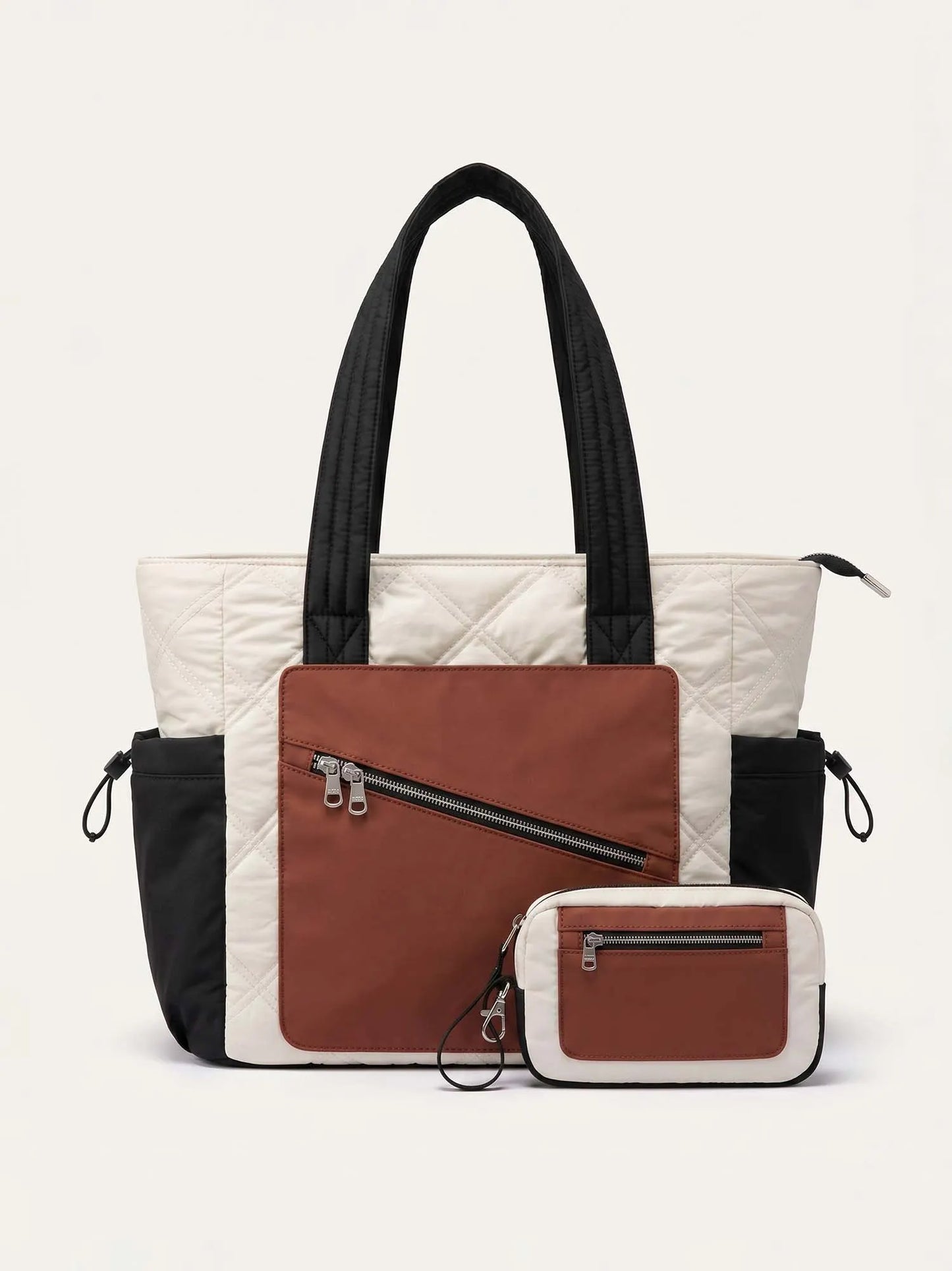 2Pcs Quilted Puffer Tote Bag