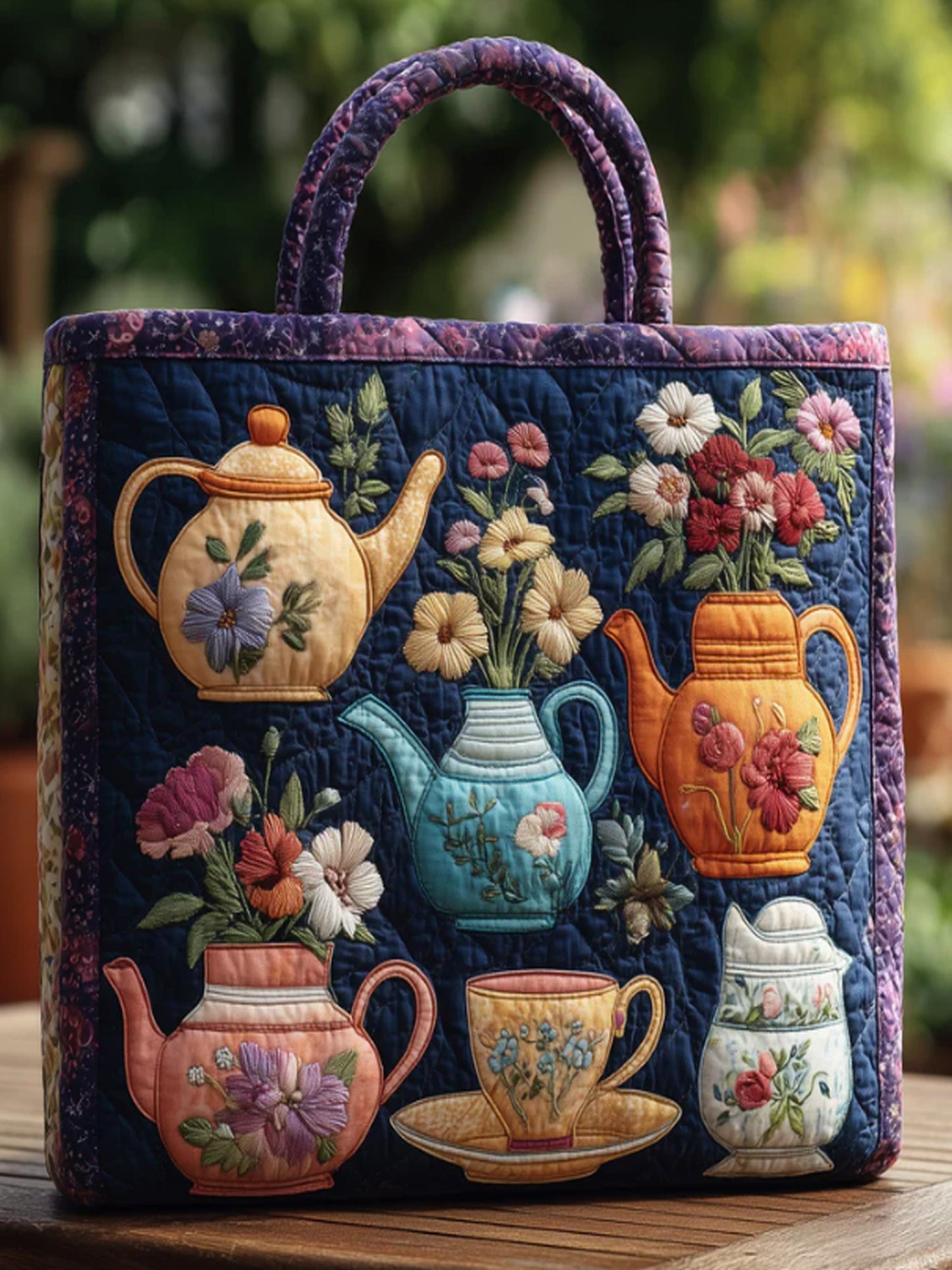 Christmas   teapot     Quilted Tote Bag