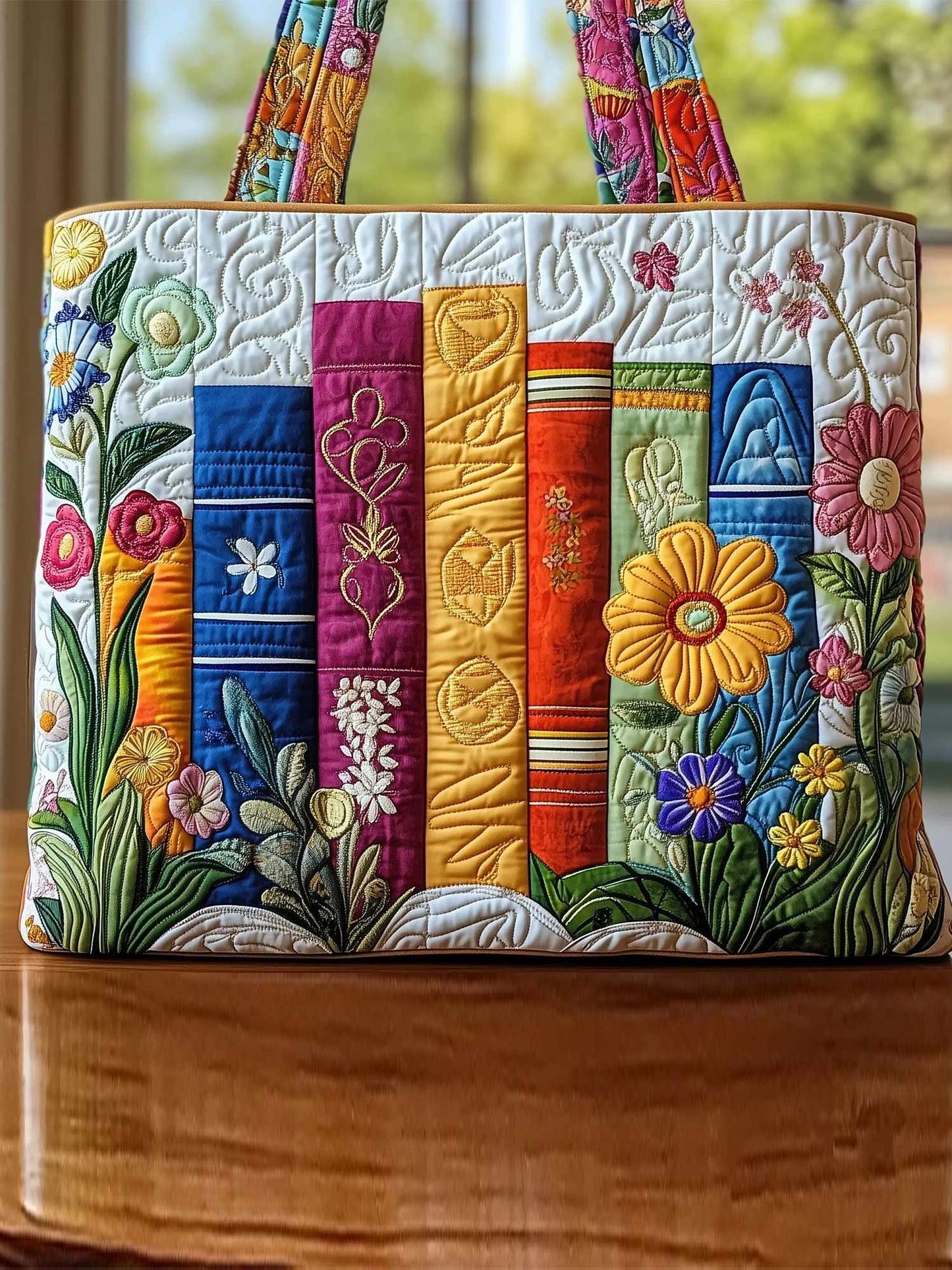 Book Quilted Tote Bag