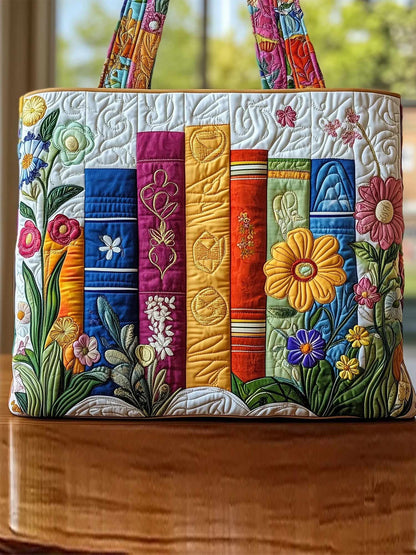 Book Quilted Tote Bag
