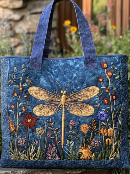 Christmas   Plants  Flowers  Animals Dragonflies    Quilted Tote Bag