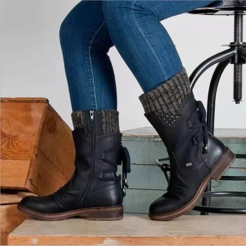 🔥Last Day Promotion 75% OFF - Women's winter low barrel orthotic bow support wool warm boots